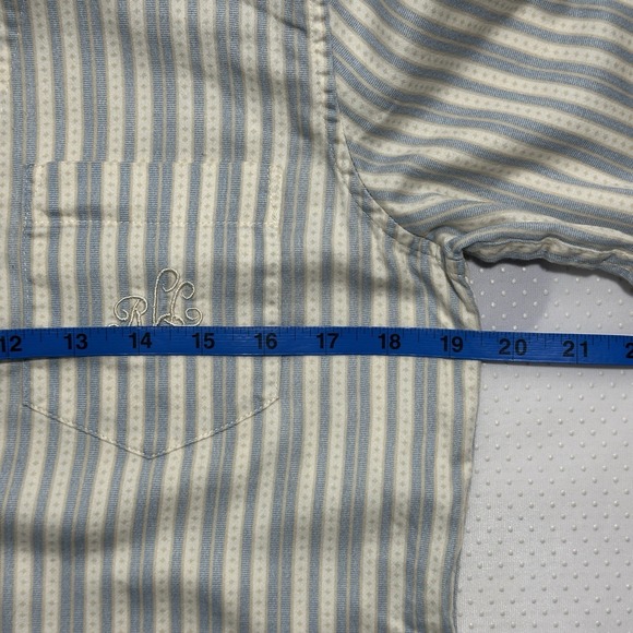 Lauren Striped Pajama Top Button Down Long Sleeve Sleep Shirt - Picture 8 of 8